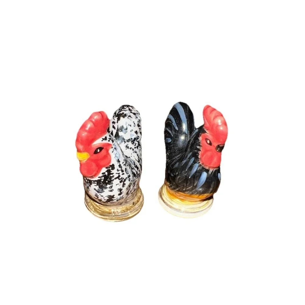 Vintage 1999 Enesco idb Rooster and Hen Figurines Set